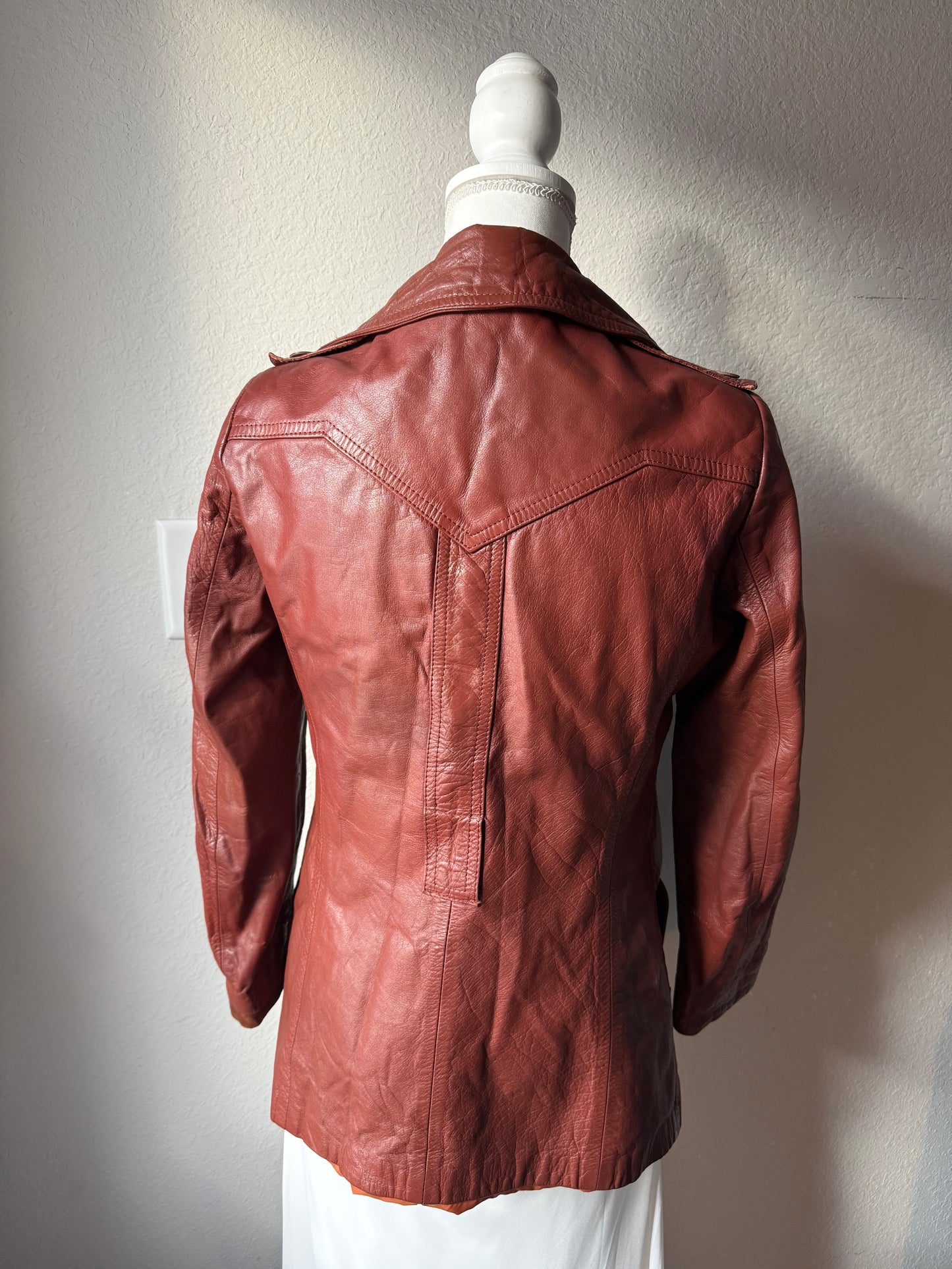 70s Rust Leather Coat