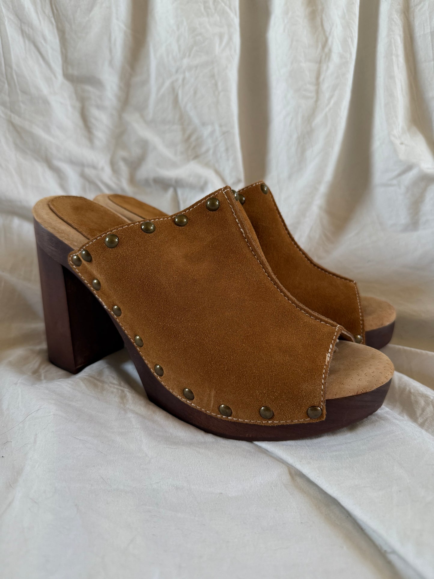 Tan Studded Mules