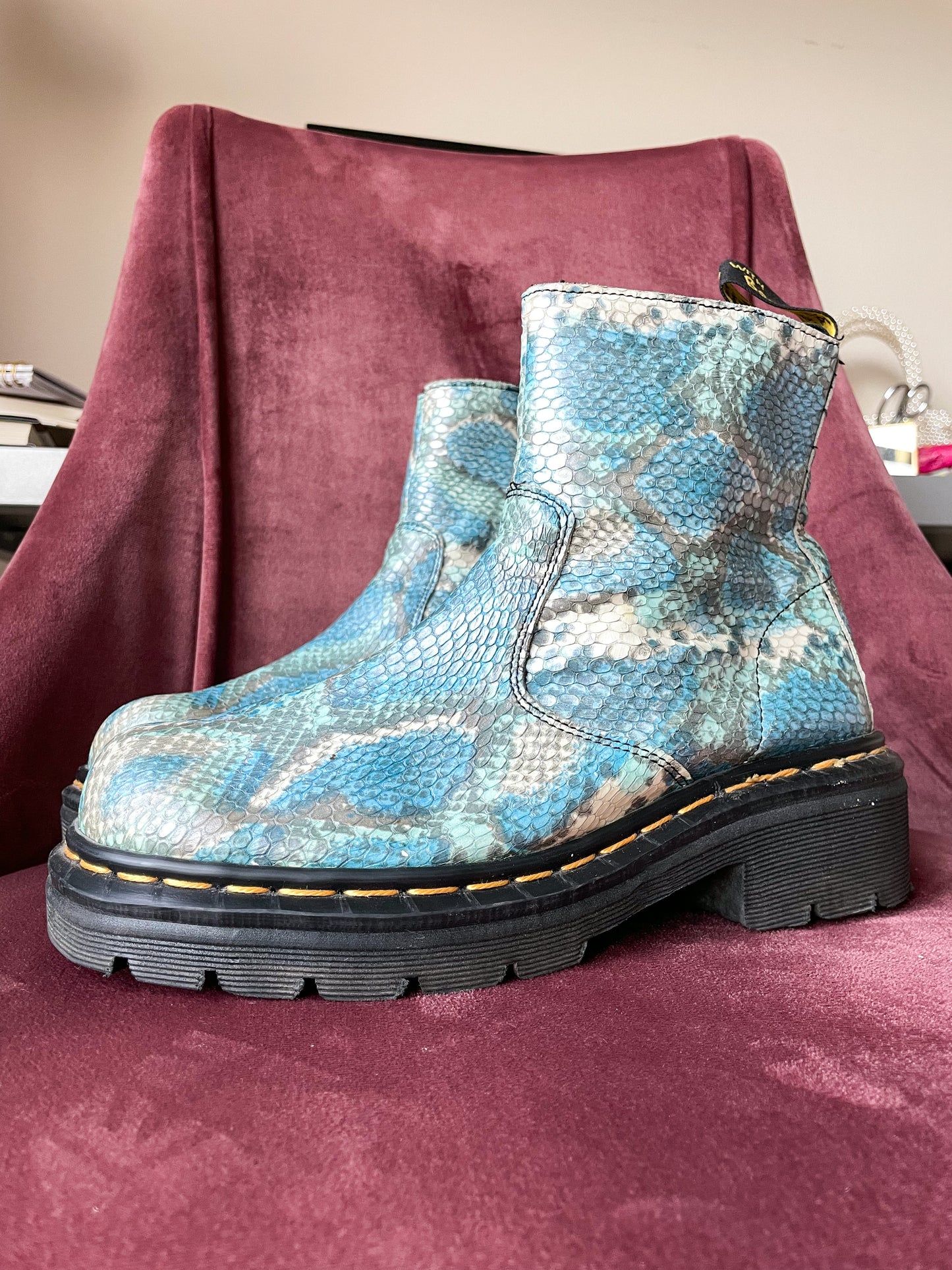 Blue Snakeskin Boots