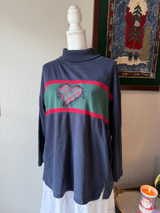 Plaid Heart Turtleneck