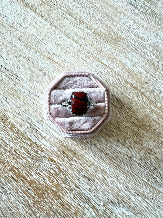 Steel Red Jasper Ring (7.75)