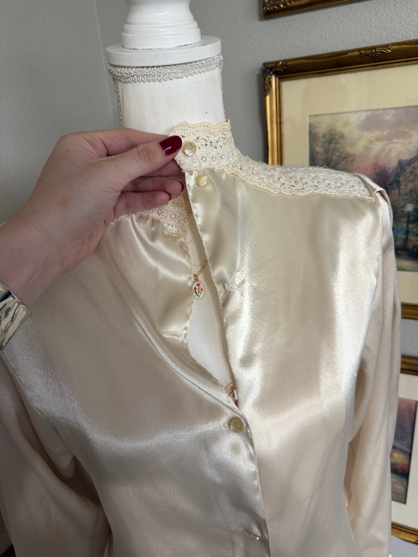 White Silk Lace Top