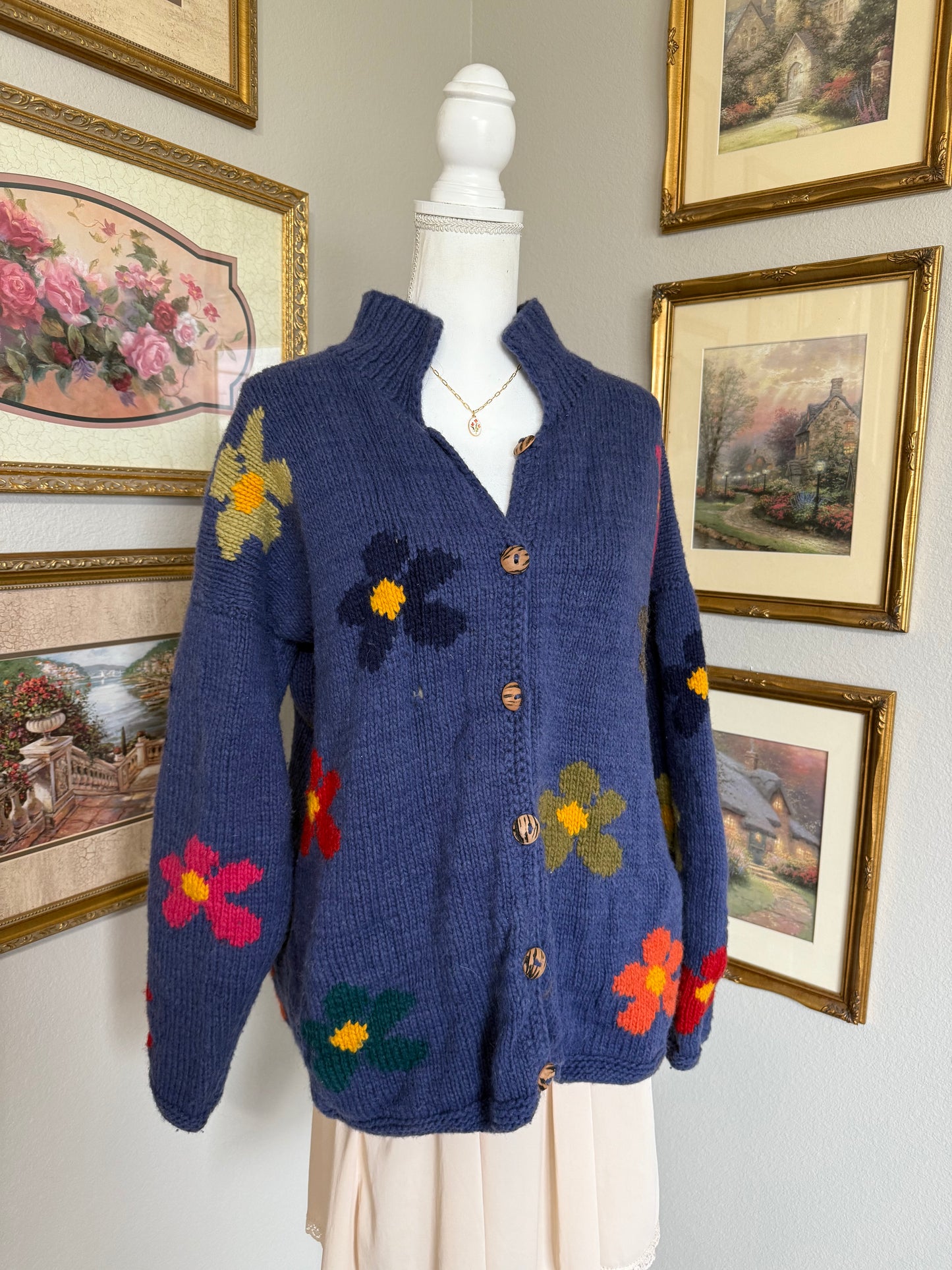Daisy Knit Handmade Cardigan Sweater