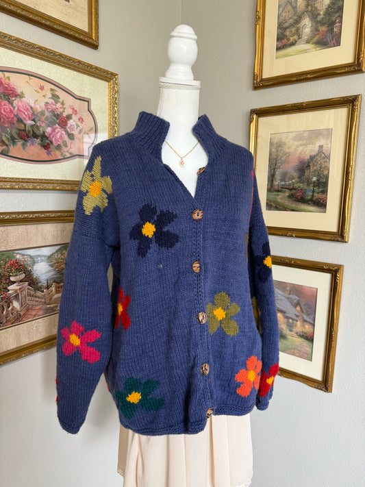 Daisy Knit Handmade Cardigan Sweater
