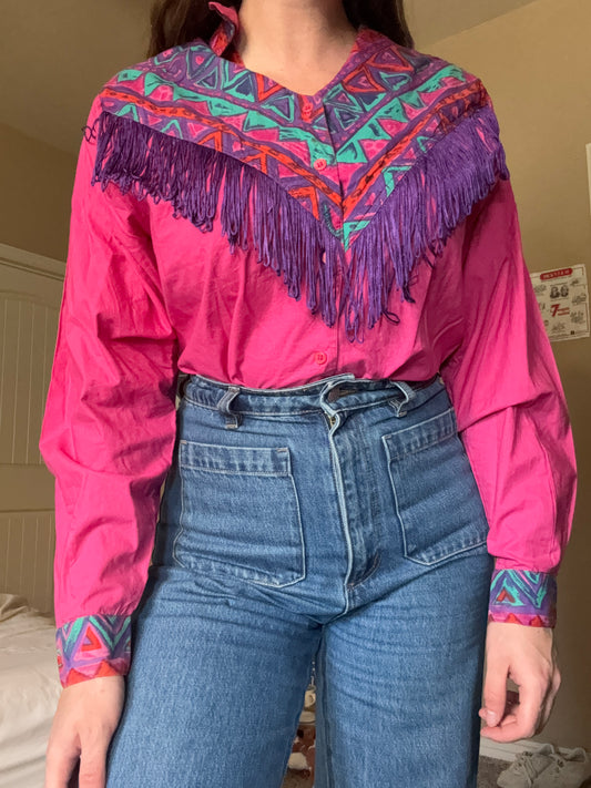 Vintage Pink Western Top