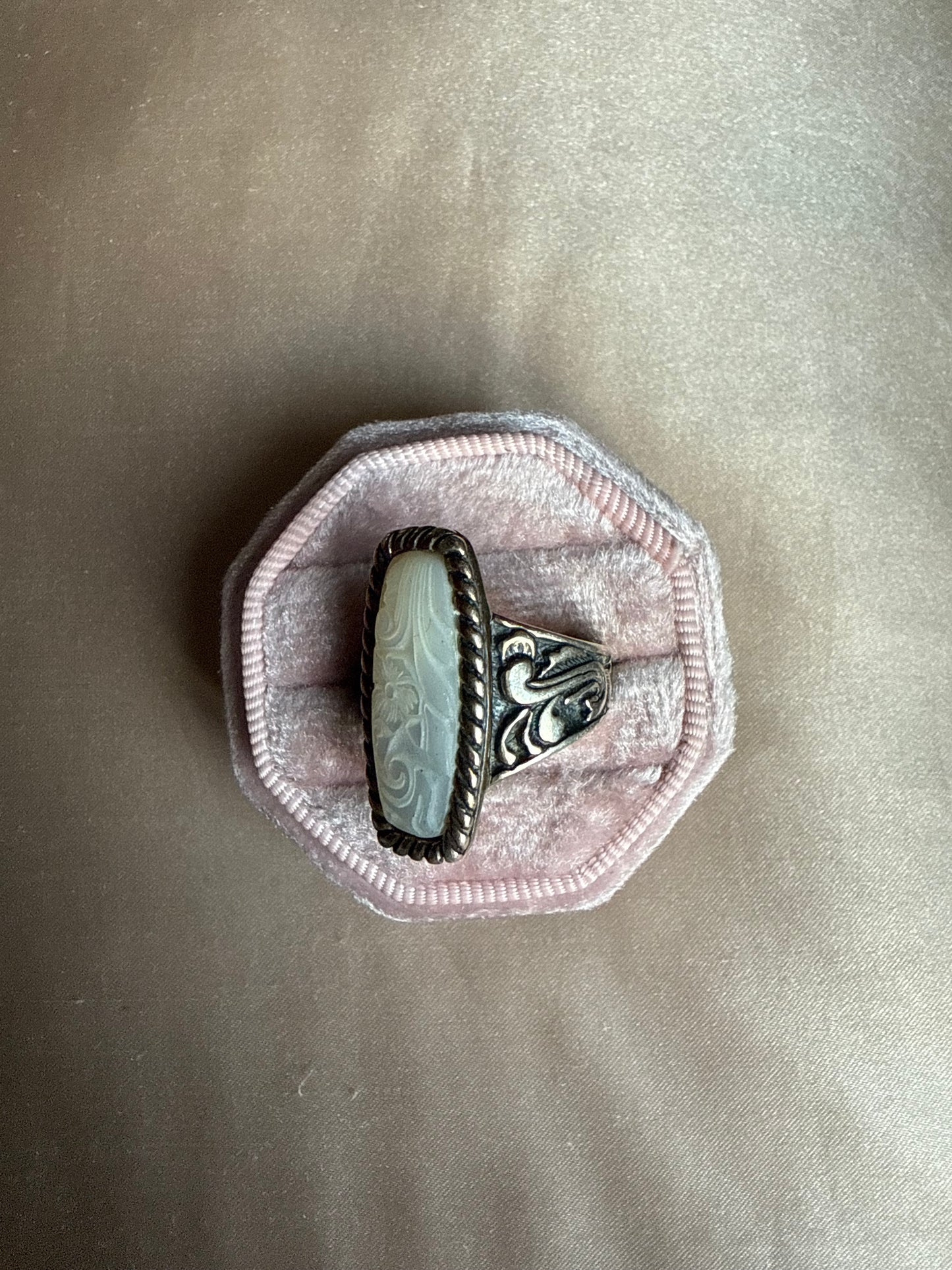 Sterling Carolyn Pollack Carved Mother of Pearl Ring (7)