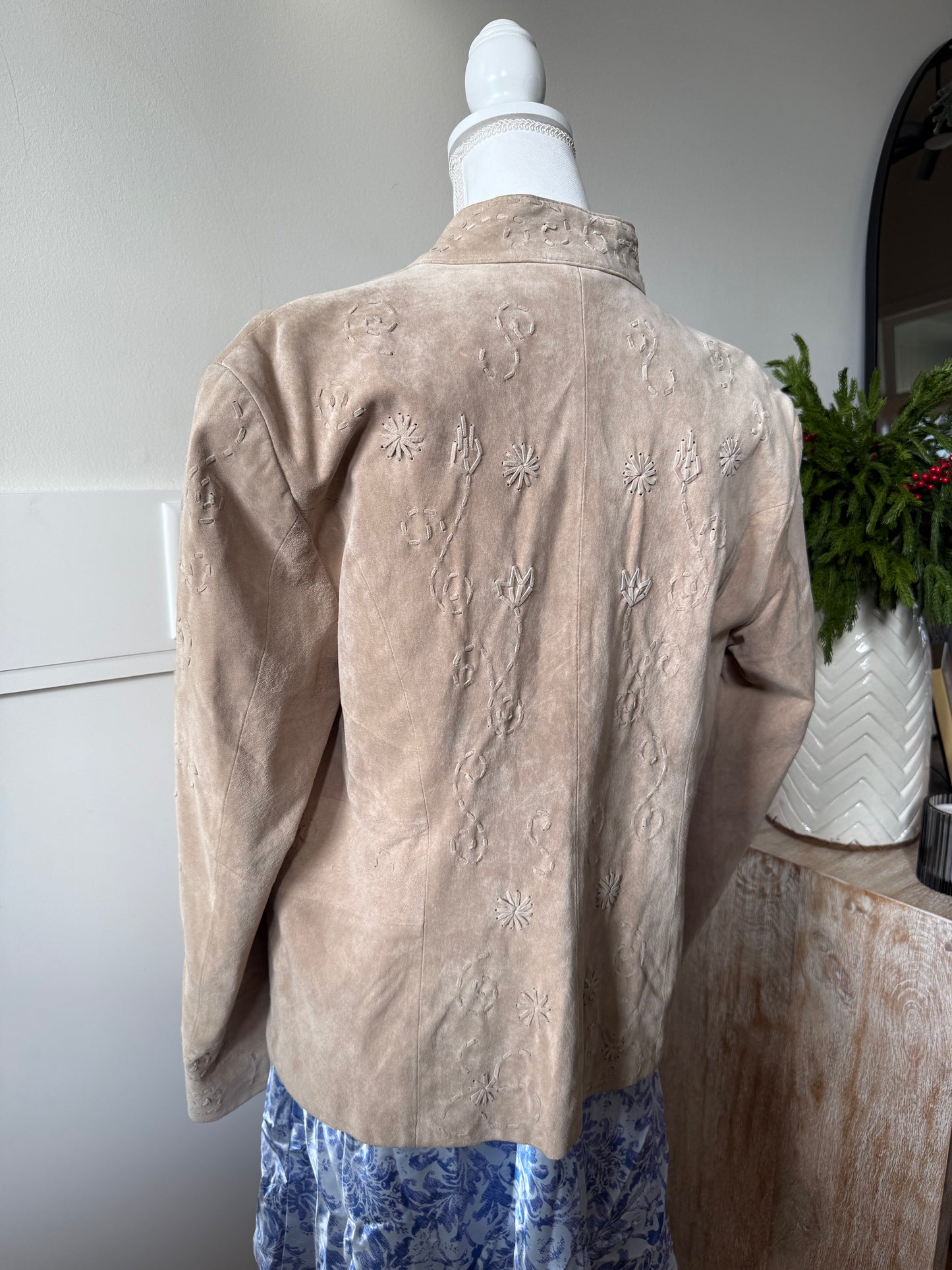 Suede Floral Embroidered Jacket