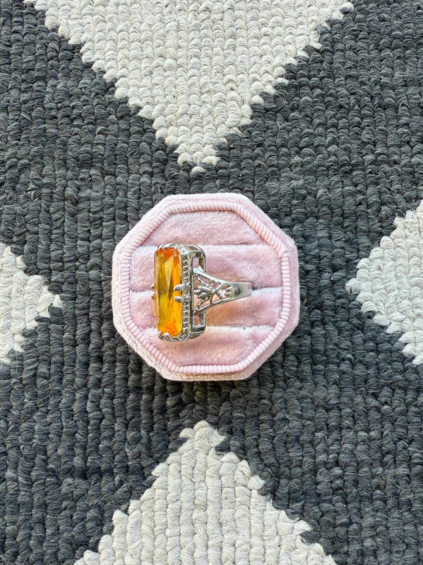 Sterling Orange Filigree Ring (7.25)