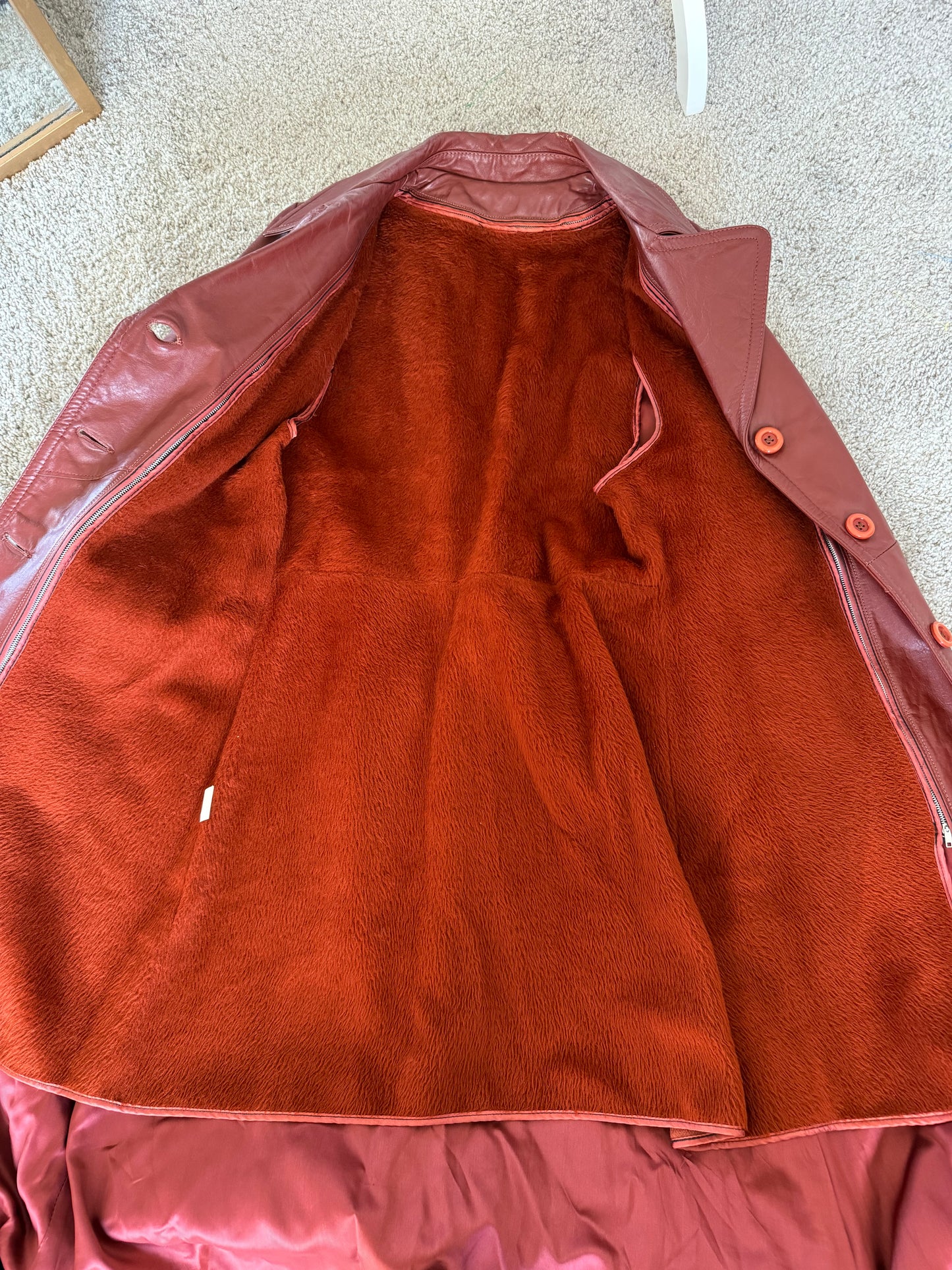 Red Leather Trench Coat