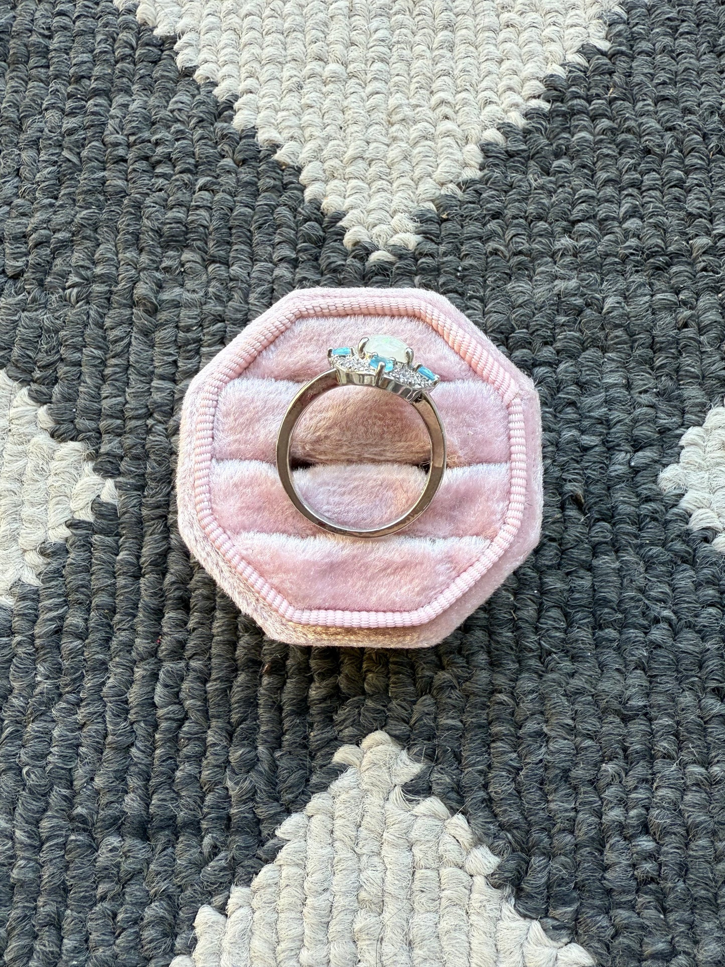 Sterling White & Blue Ring (7.5)