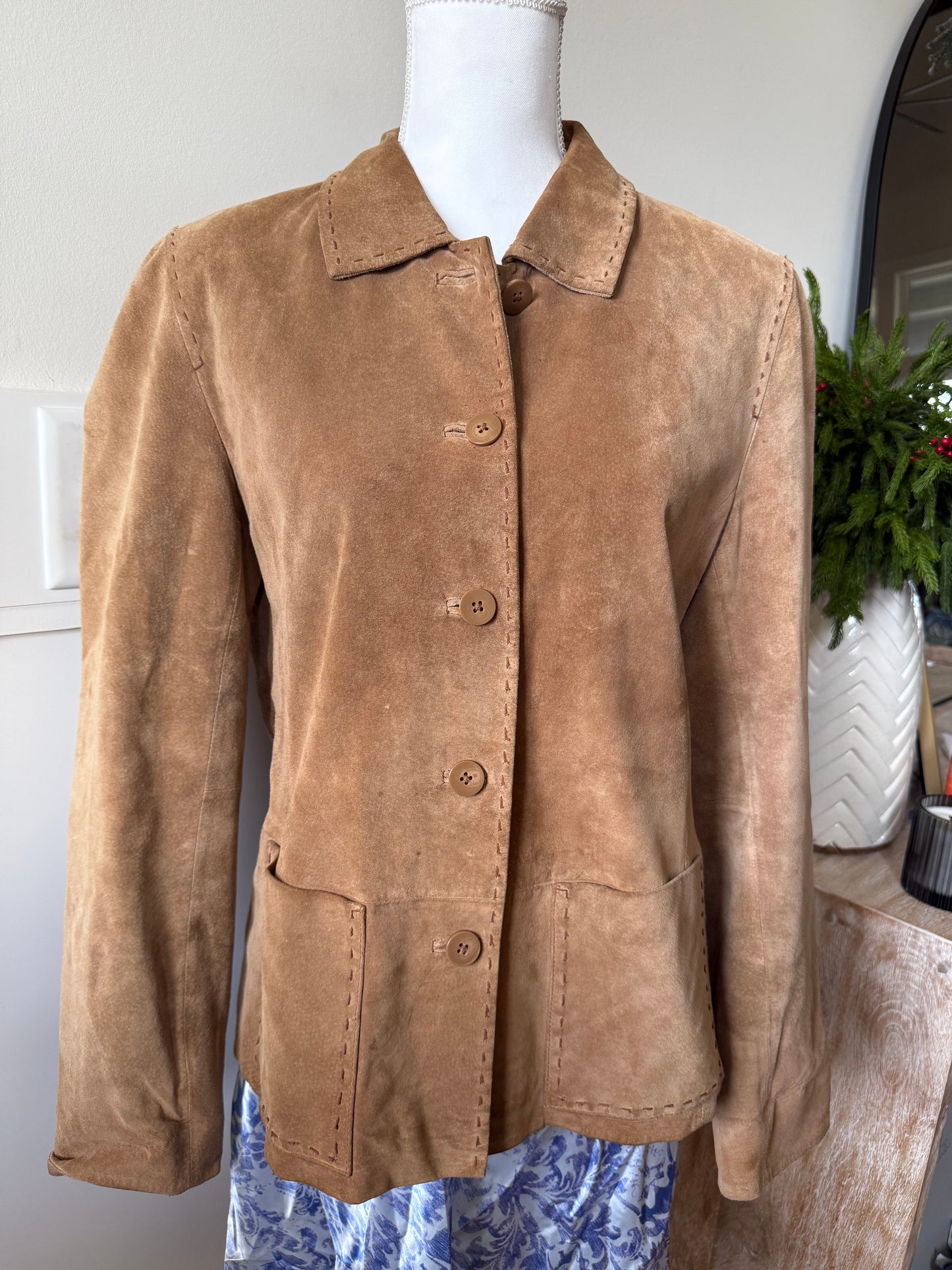 Brown Suede Button Up Jacket