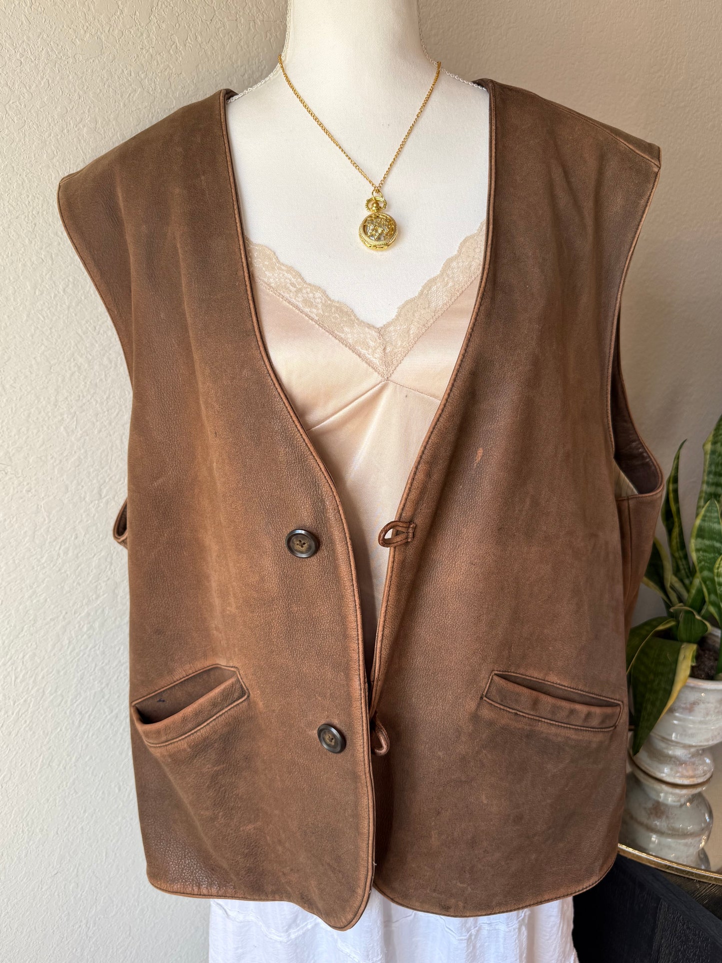 Brown Leather Vest
