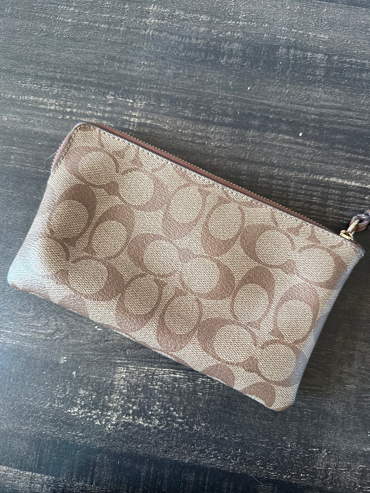 Coach Brown Monogram Wristlet