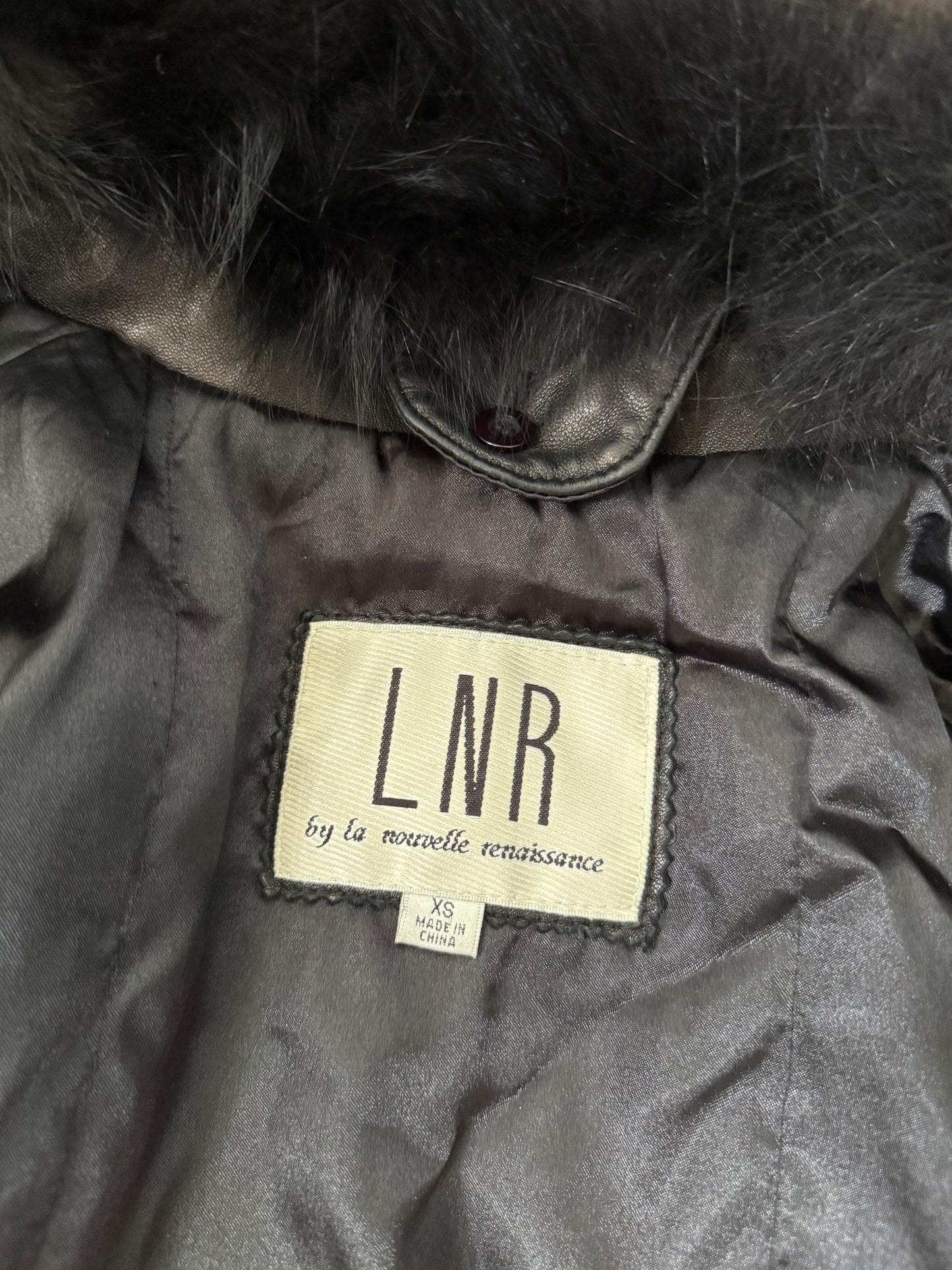 Fox Fur Collared Leather Coat