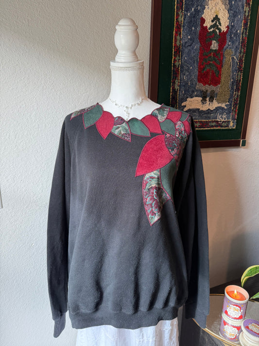 Leaves Embroidered Crewneck
