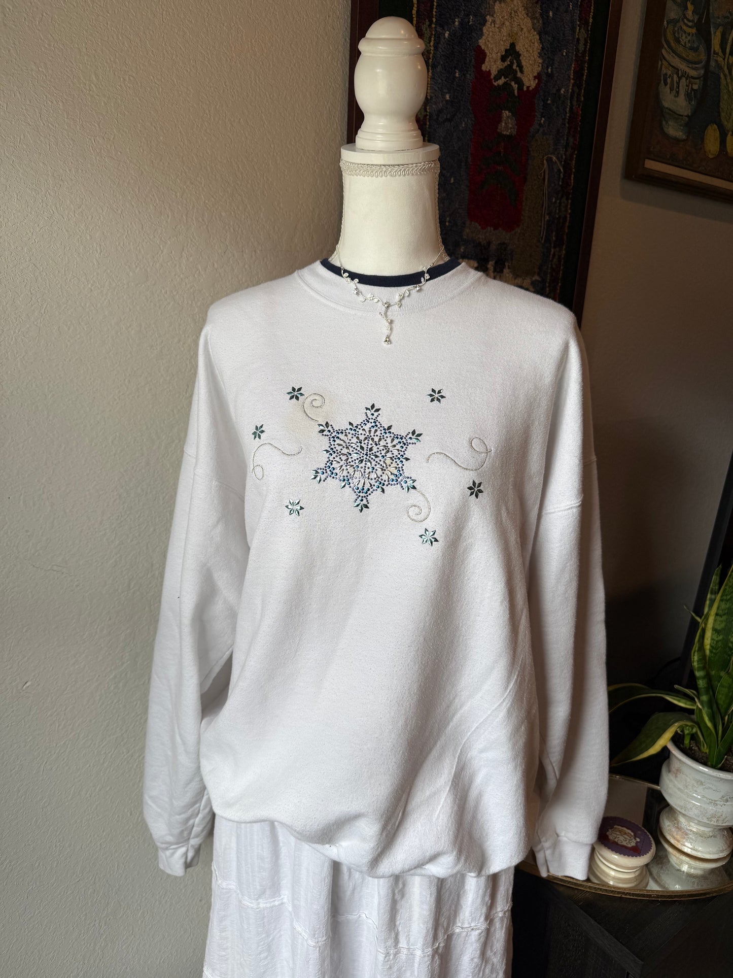 White Snowflake Crewneck