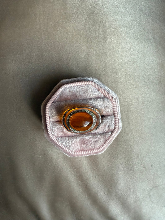 Sterling Amber Funky Ring (8.5)