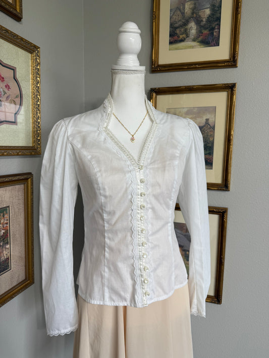 Gunne Sax White Lace Top