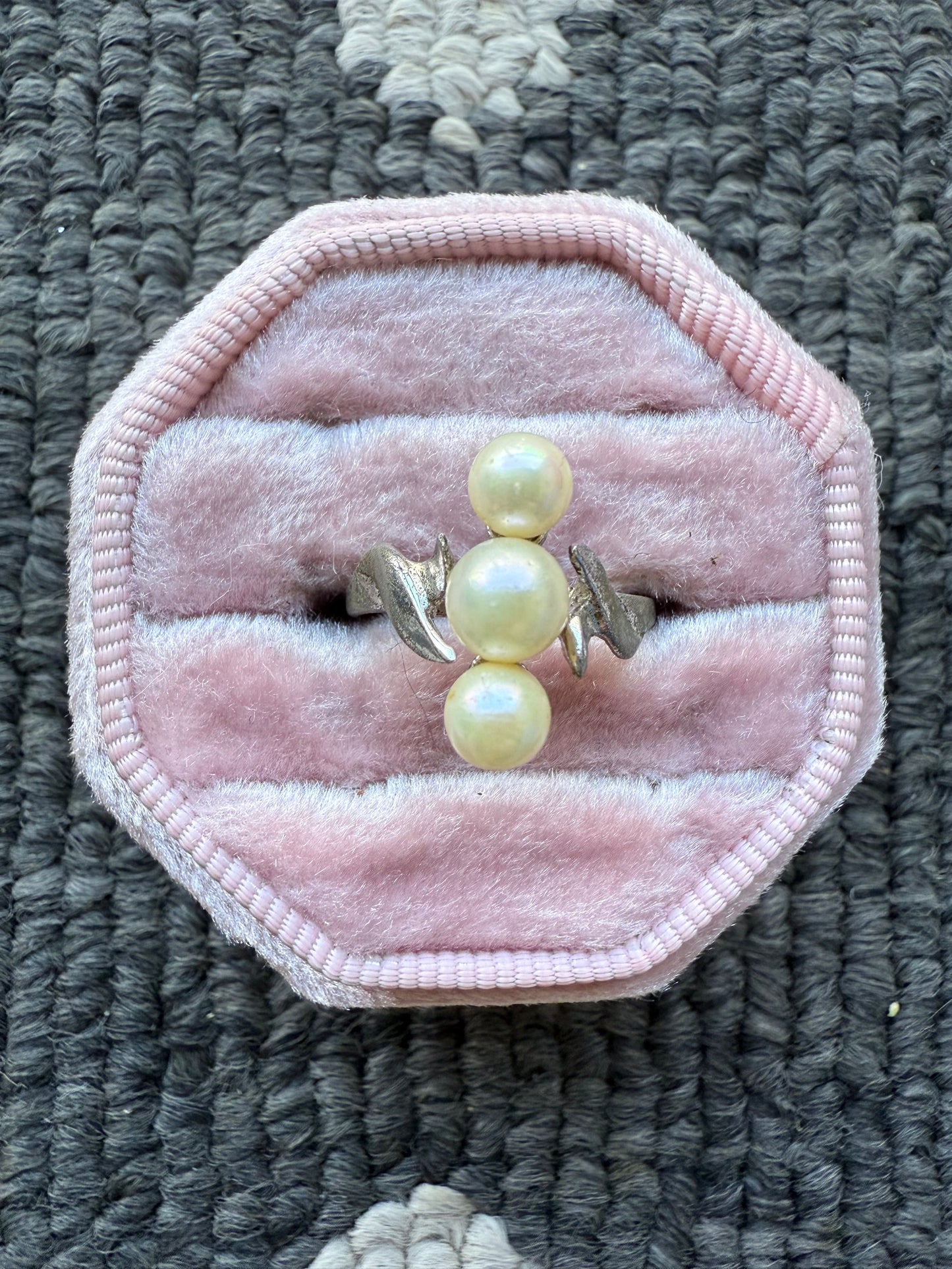 Sterling Three Pearls Ring (6.25)