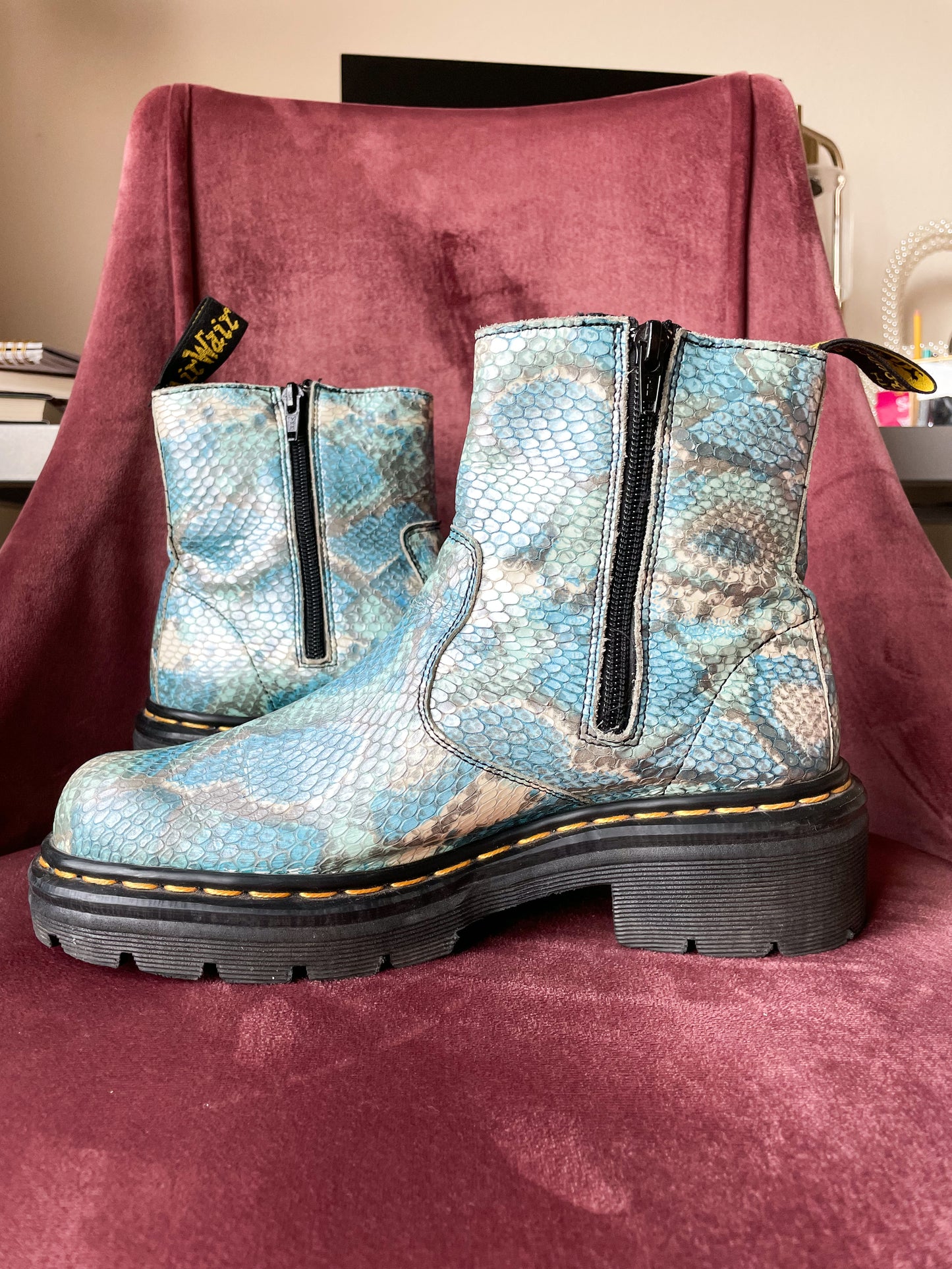 Blue Snakeskin Boots