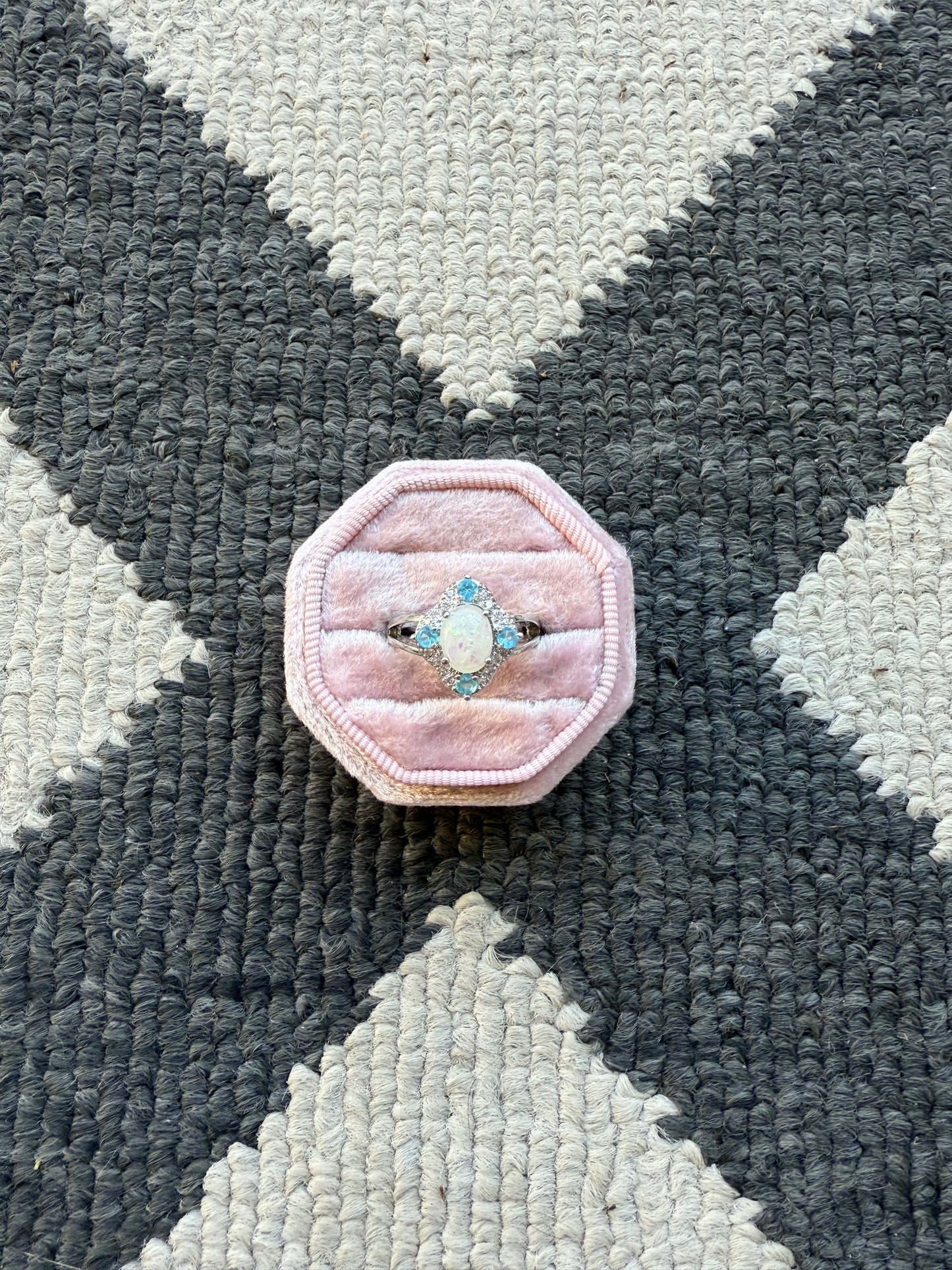 Sterling White & Blue Ring (7.5)