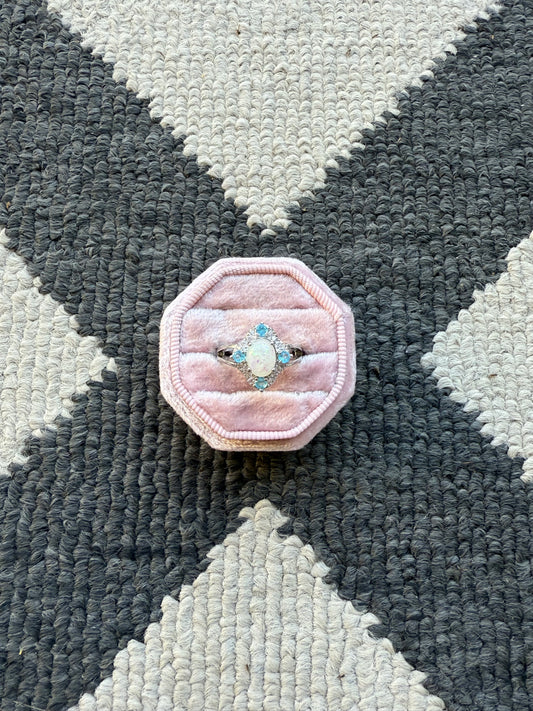 Sterling White & Blue Ring (7.5)