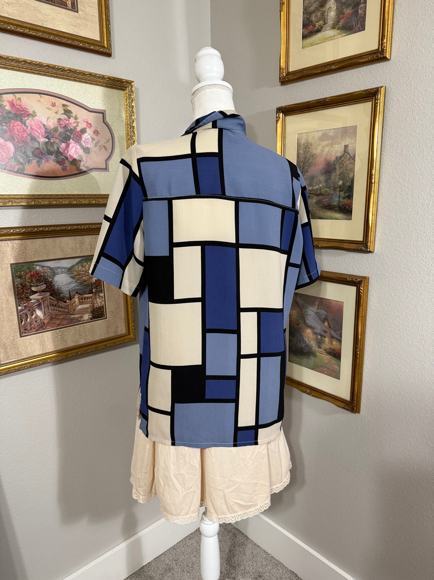 Blue Block Button Up