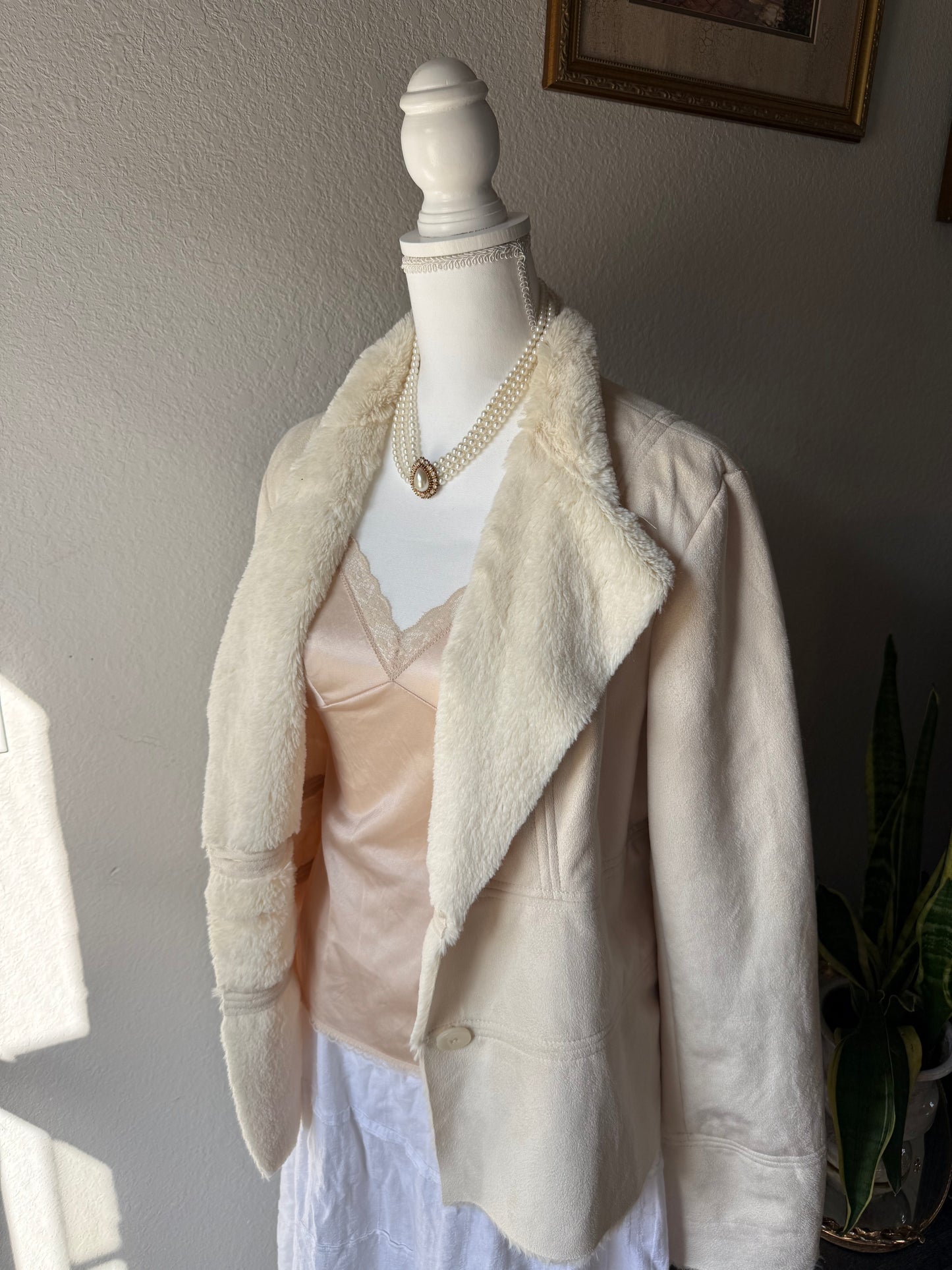 L - Cream Fur Coat