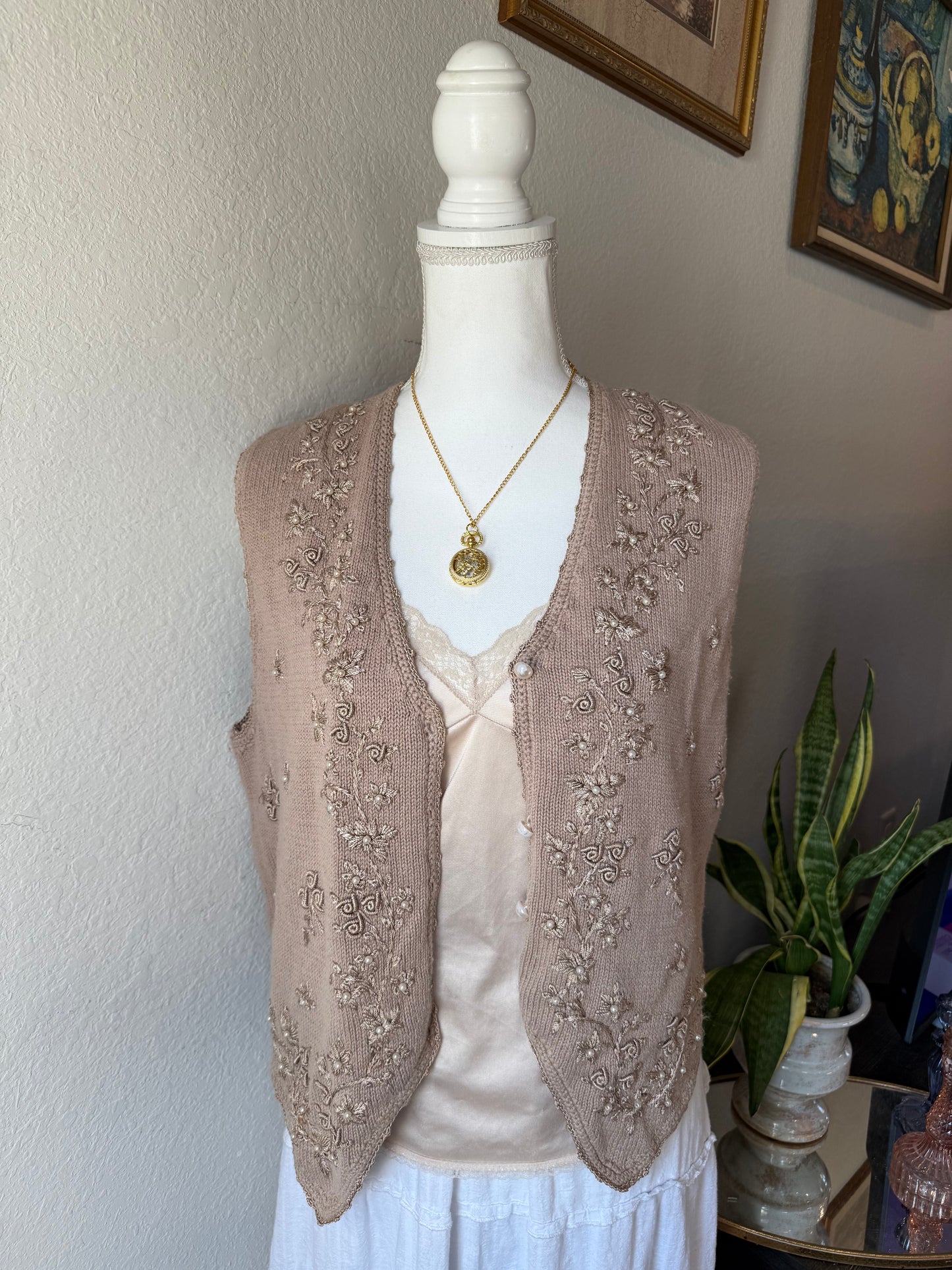 Brown Embellished Vest