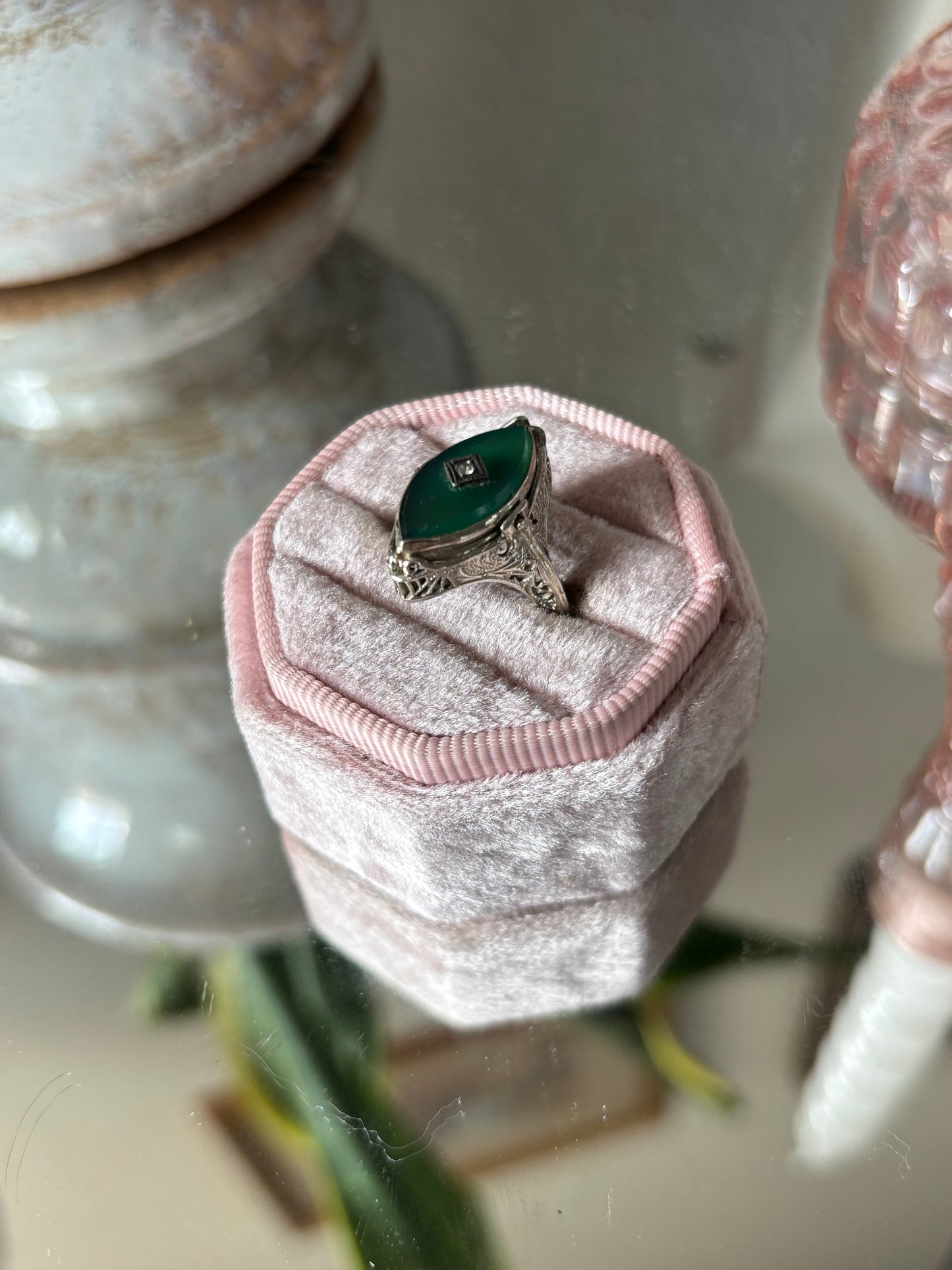 14k White Gold Antique Cameo Flip Ring