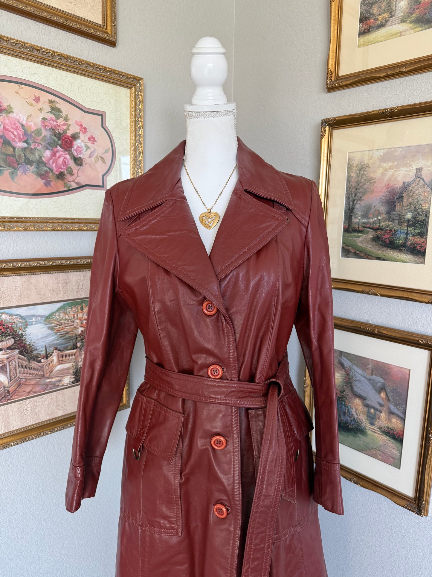 Red Leather Trench Coat