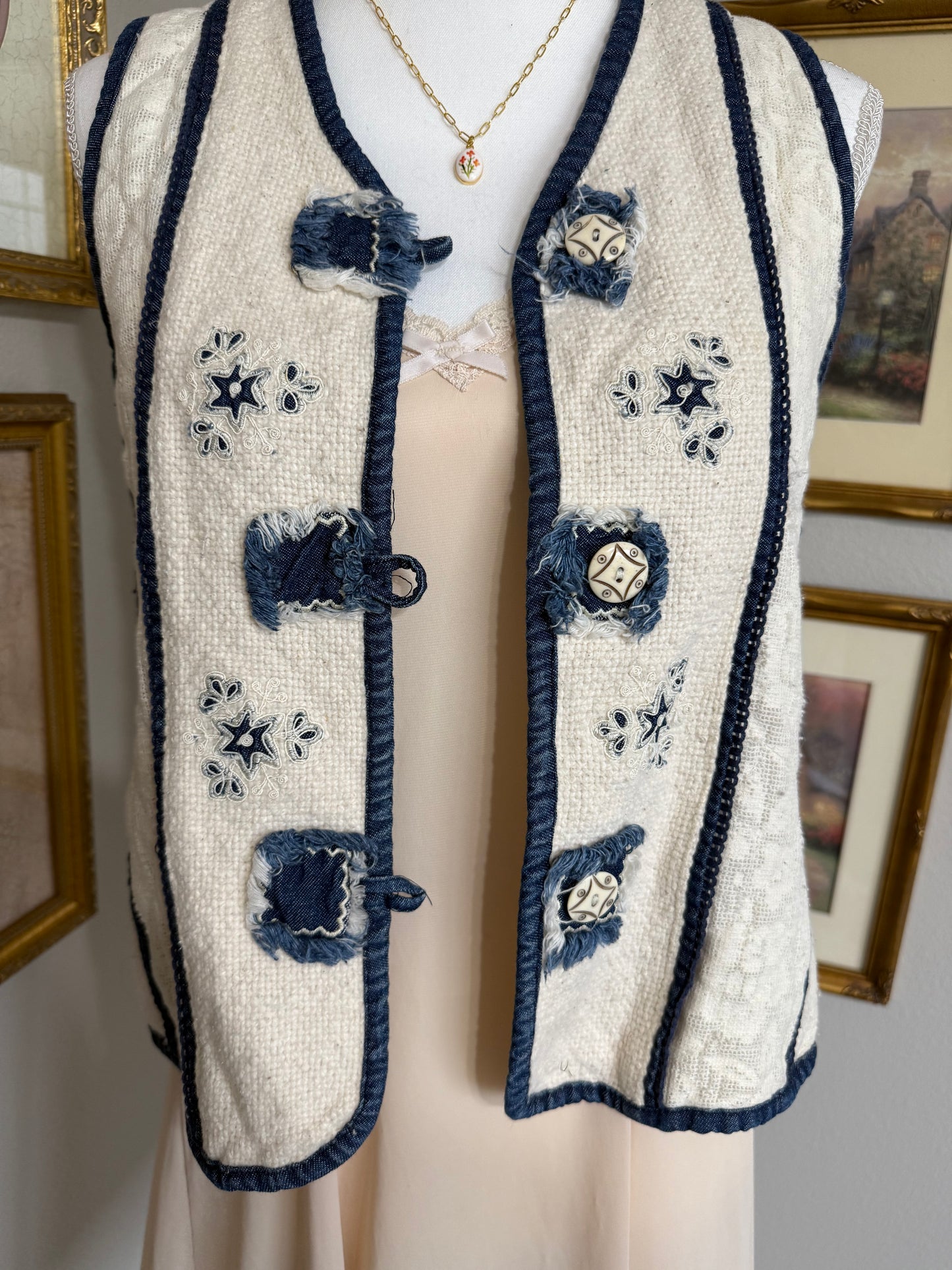 Cream Floral Vest