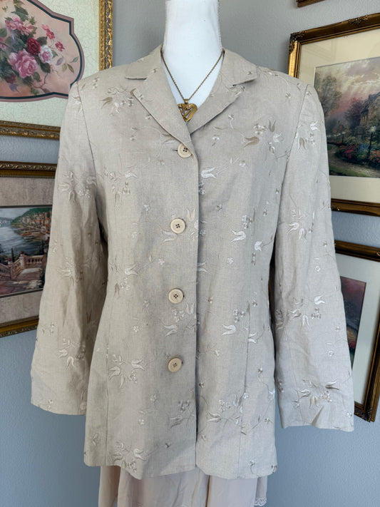 Floral Embroidered Blazer