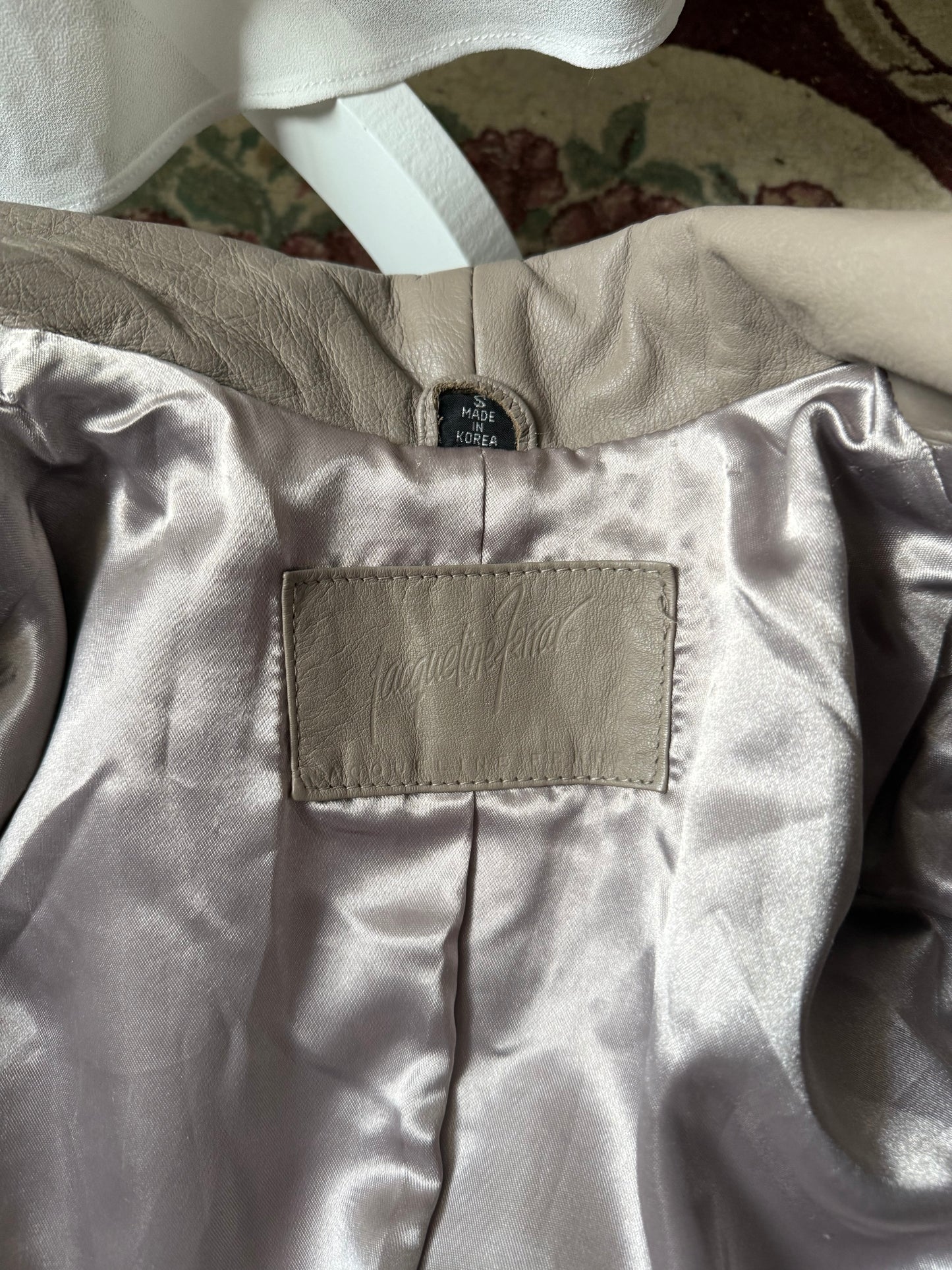 Gray Leather Trench Coat