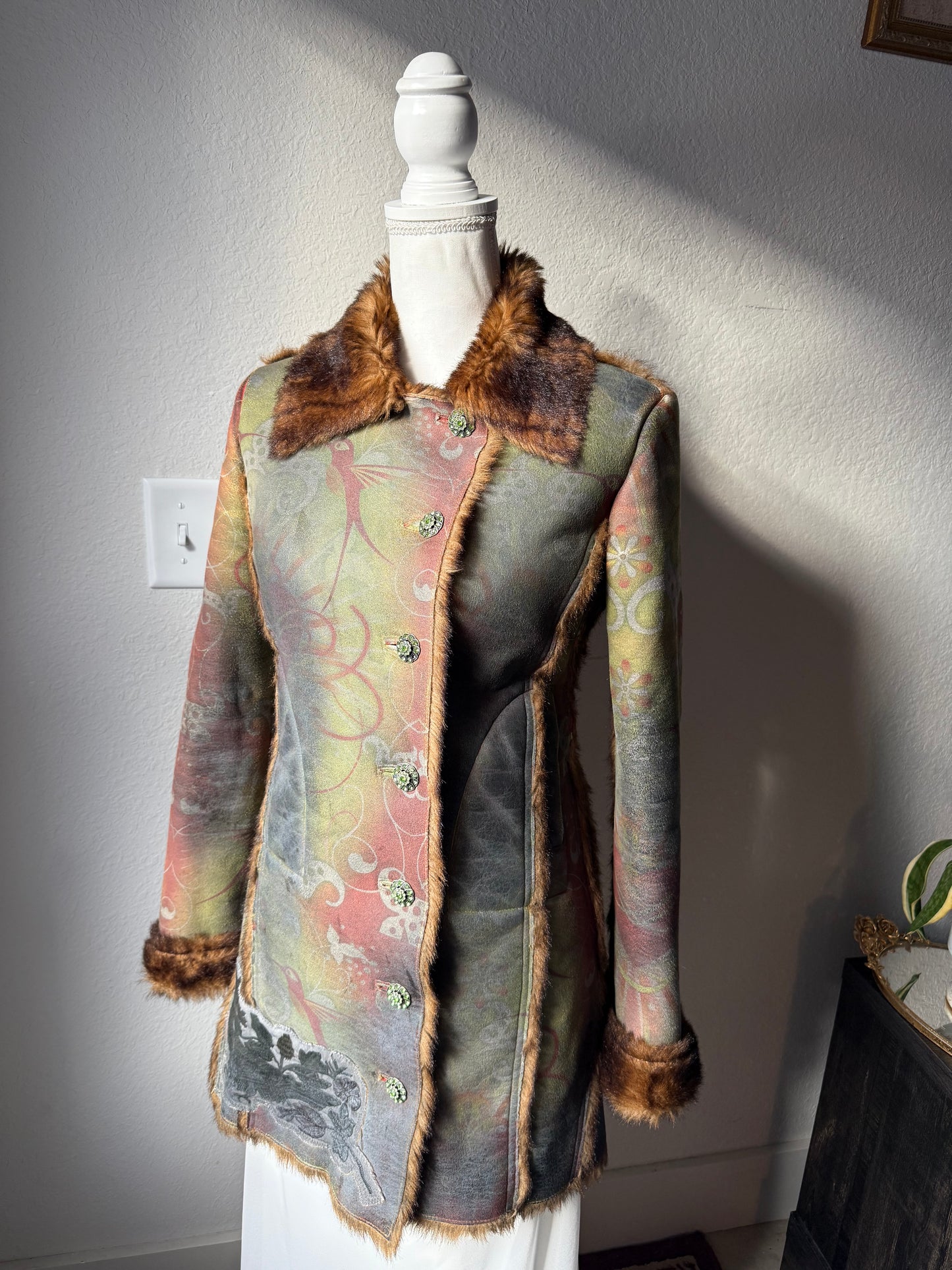 Fur Lined Colorful Coat