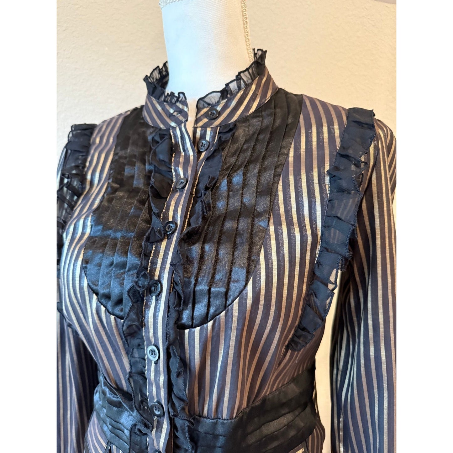 Striped Ruffle Button Up