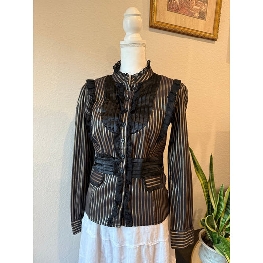 Striped Ruffle Button Up