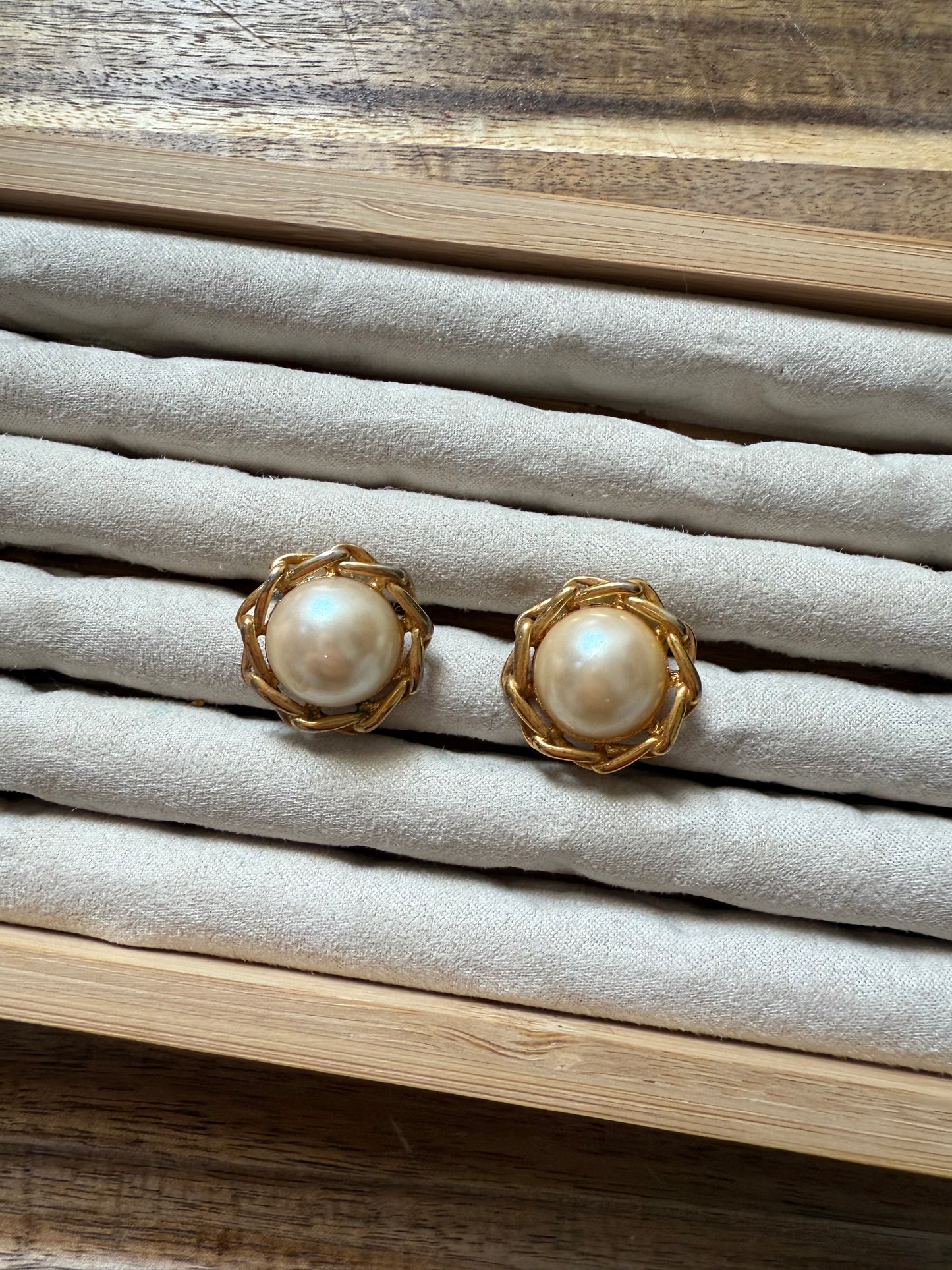 Gold Pearl Earrings
