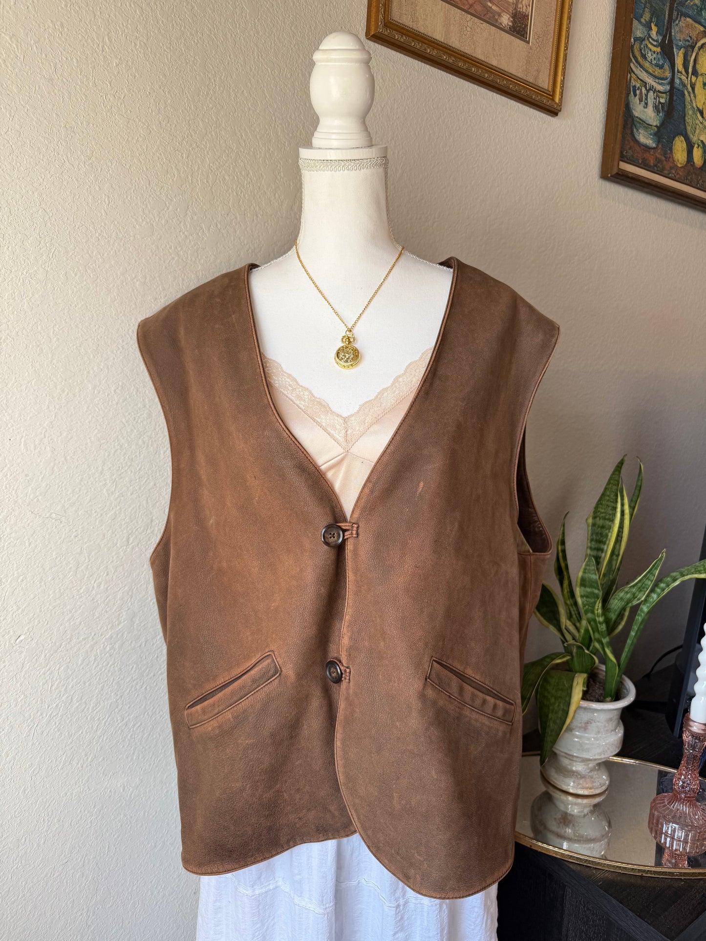 Brown Leather Vest
