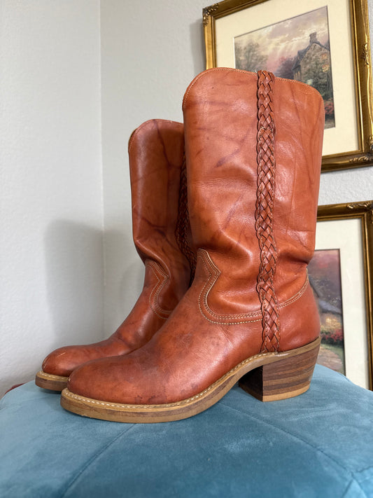 Vintage 70s Brown Leather Campus Boots