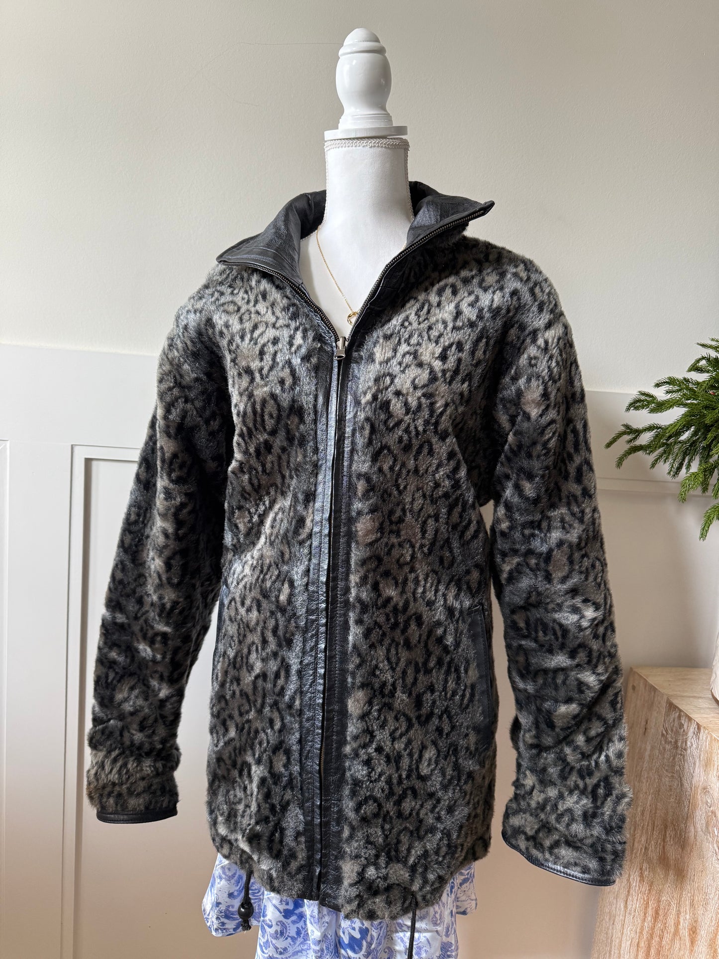 Reversible Faux Fur & Leather Coat