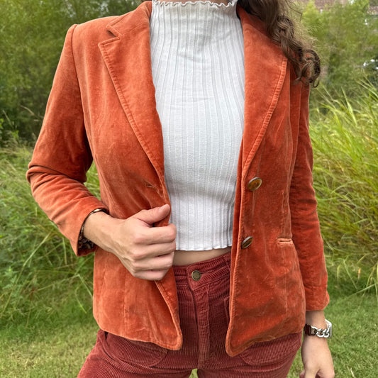 Orange Velvet Blazer