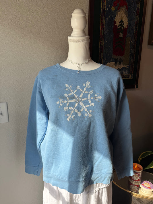Blue Snowflake Crewneck