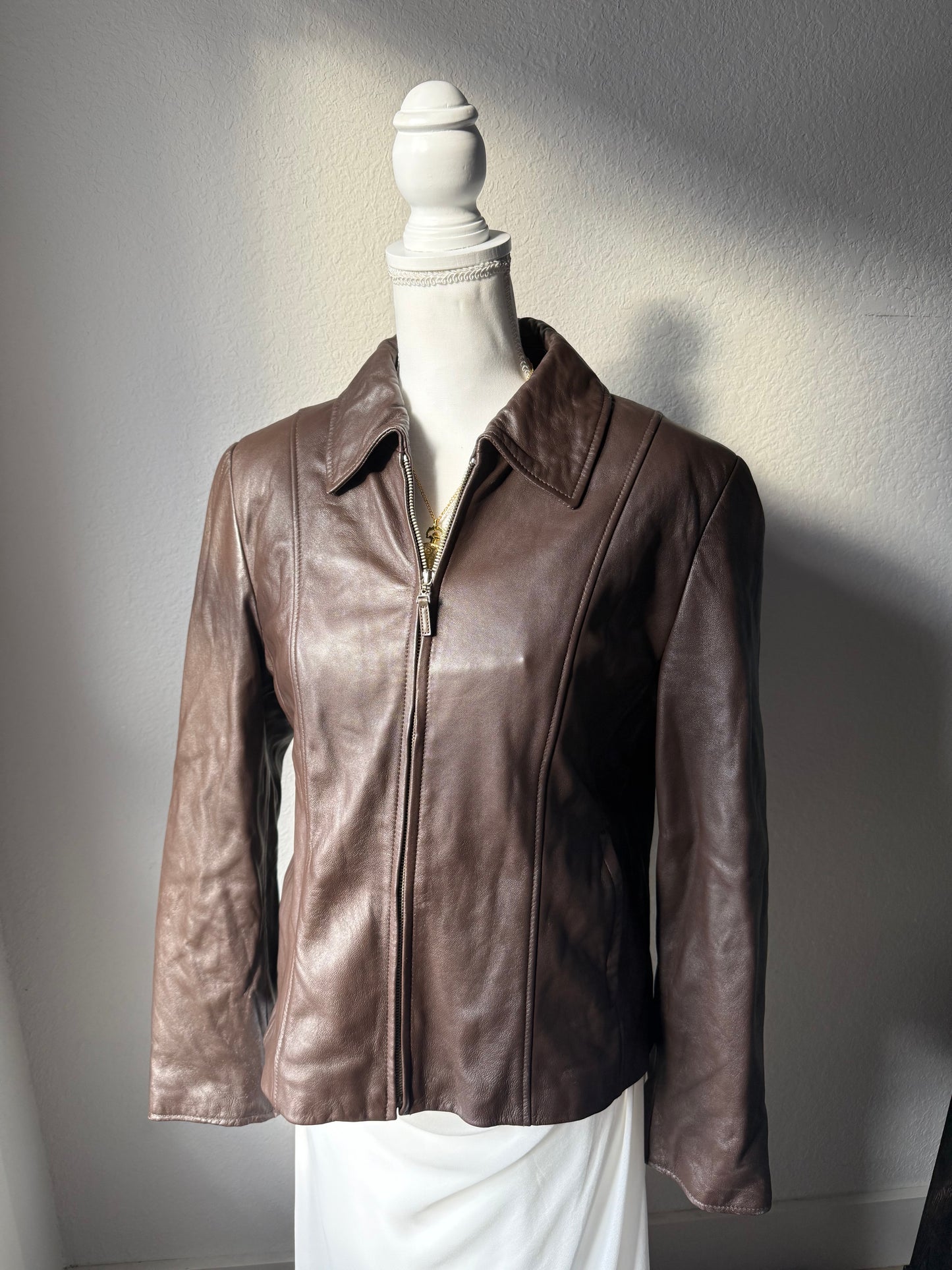 Brown Pamela McCoy Leather Jacket