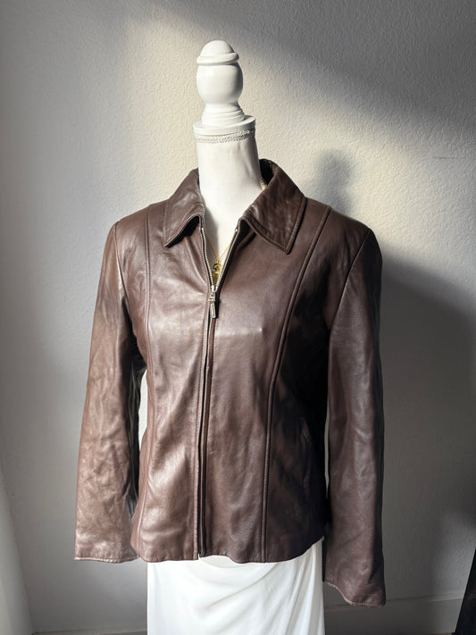 Brown Pamela McCoy Leather Jacket