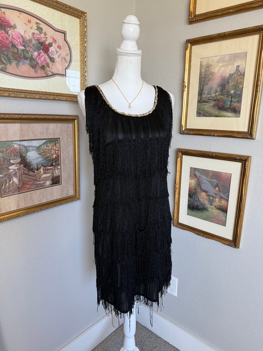 Black Vintage Fringe Dress