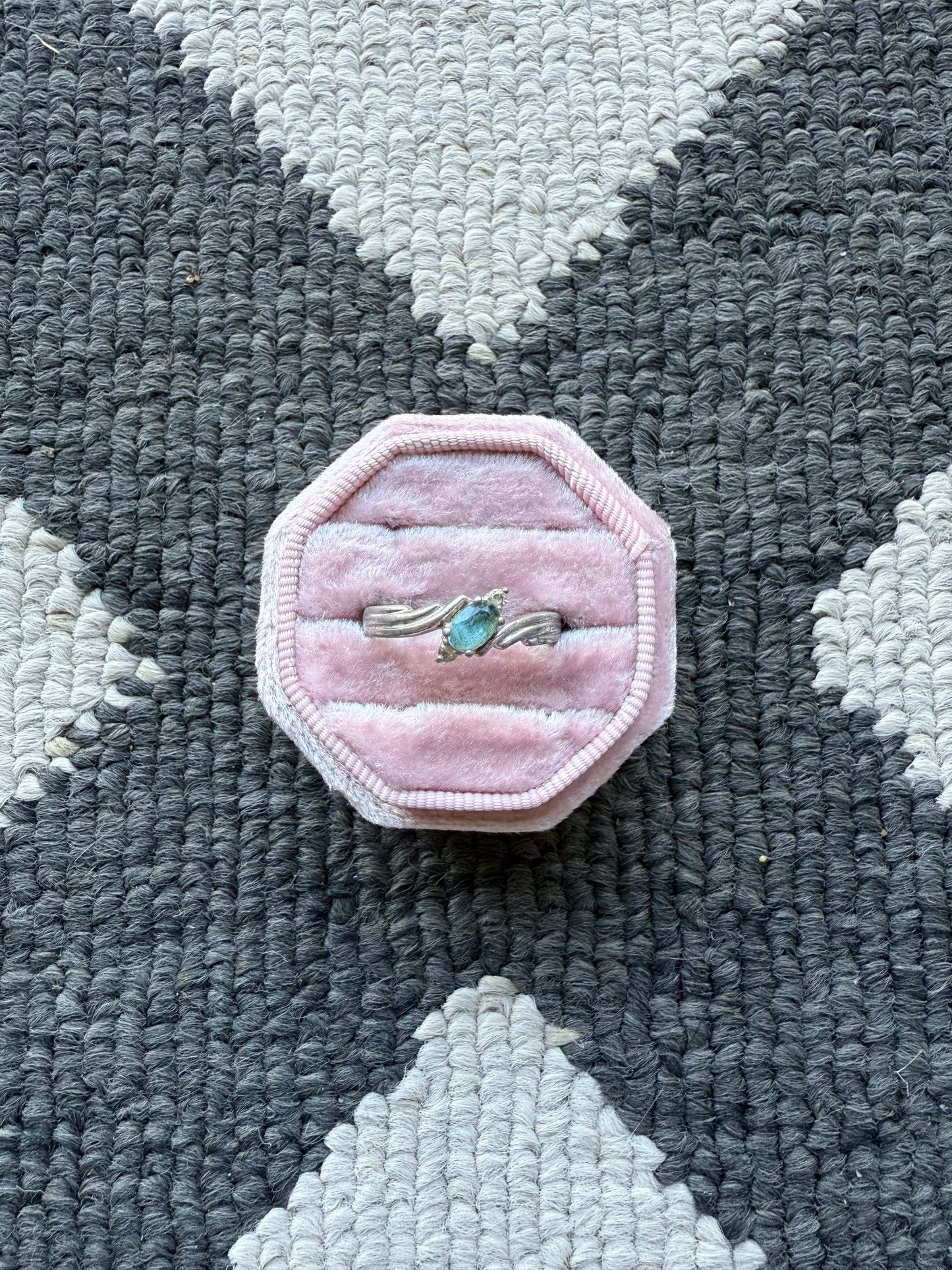 Sterling Light Blue Twisted Ring (10.25)