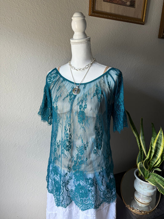 M - Blue Lace Top