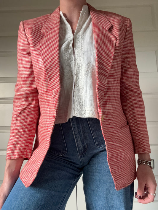 Red Houndstooth Blazer