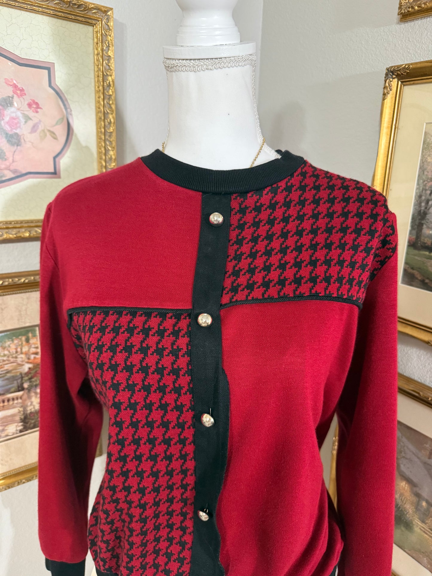 Red Houndstooth Sweater